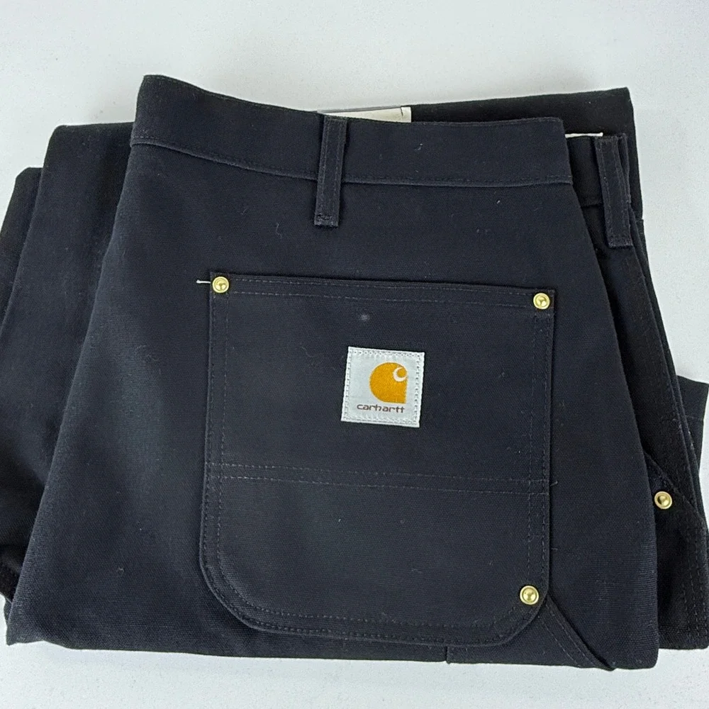 Carhartt B01 BLK Double Front Work Dungaree Pants Black 40x28 USA NWT - Picture 4 of 11
